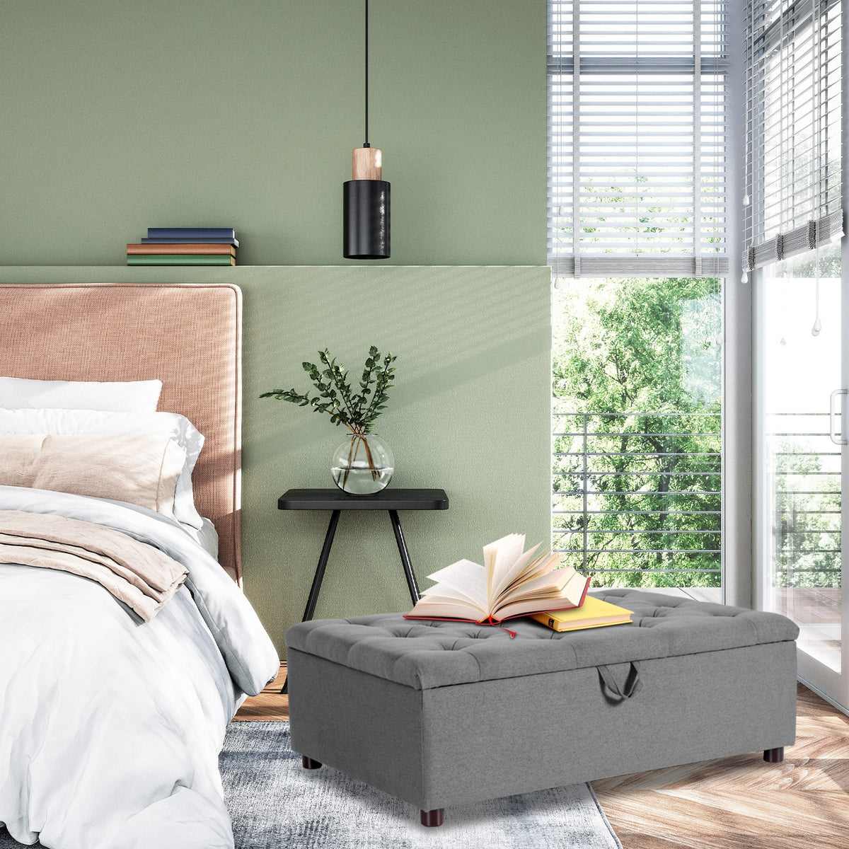 Folding Ottoman Sleeper Bed with Mattress for Guest Bed and Office Nap-Gray-Folding Beds-DECOROLALA