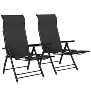 Folding Patio Chairs Set of 2 - Black 5-Position-DECOROLALA