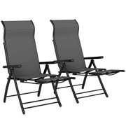 Folding Patio Chairs Set of 2 - Dark Grey-DECOROLALA