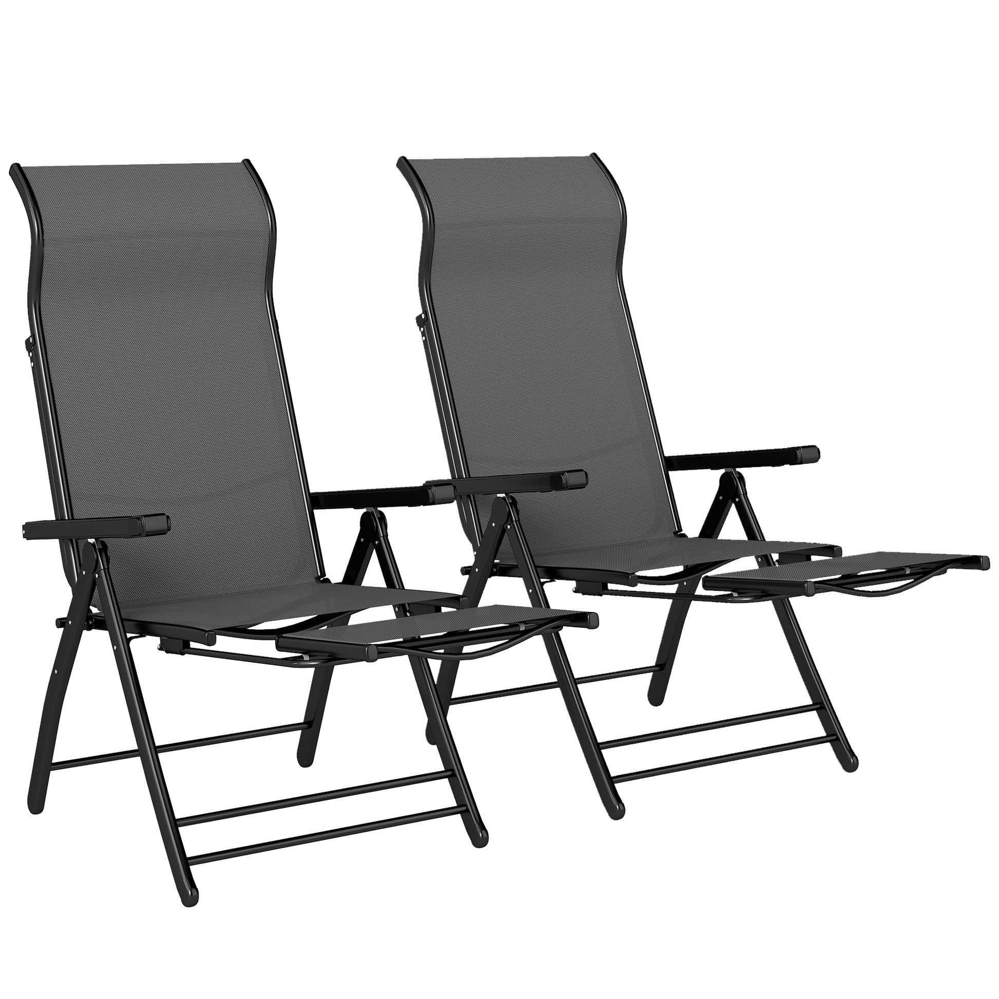 Folding Patio Chairs Set of 2 - Dark Grey-DECOROLALA