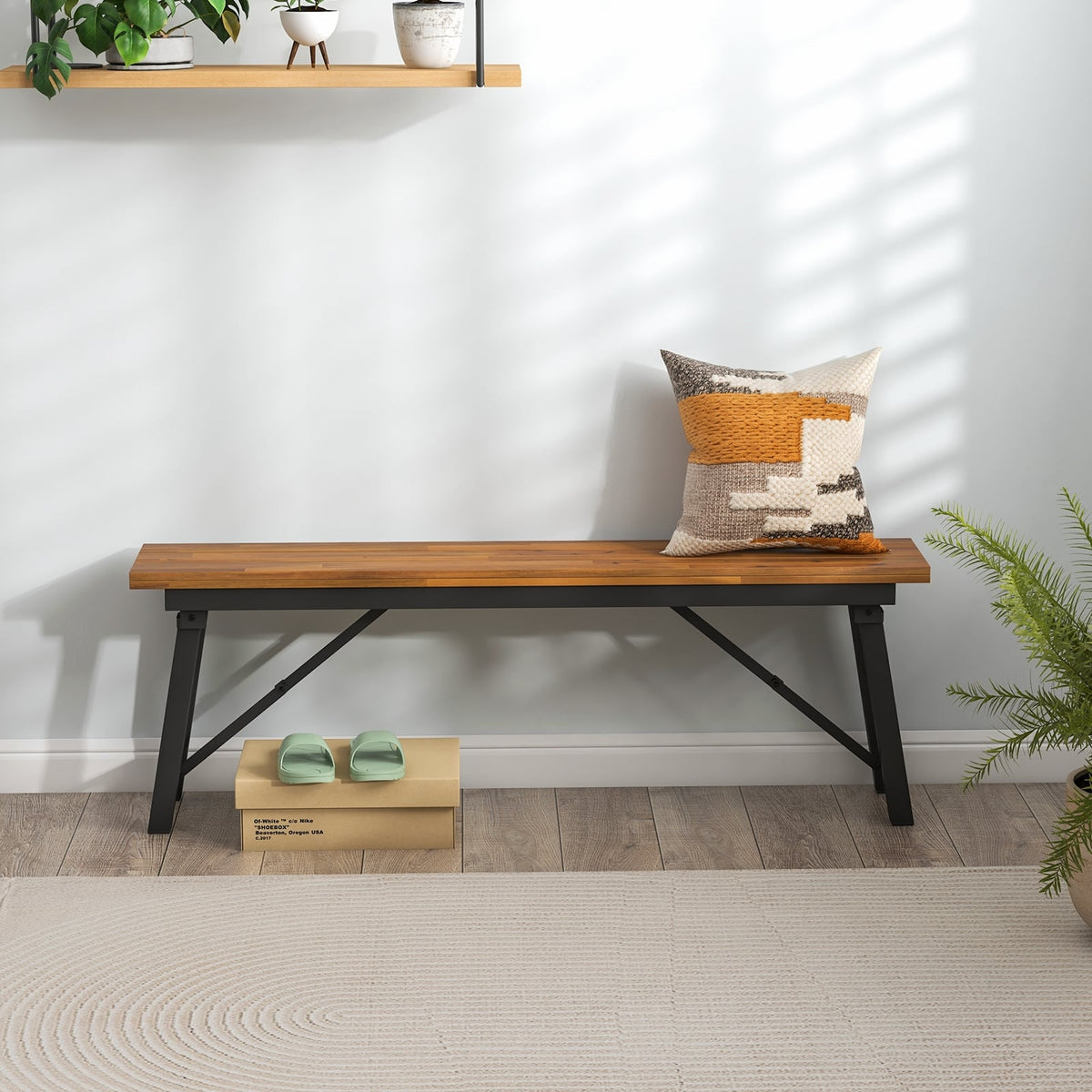 Folding Picnic Bench Set Rectangular Acacia Wood Dining Camping BBQ Benches-Outdoor Benches-DECOROLALA
