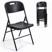 Folding Plastic Chairs 4 Pack w/ HDPE Backrest & Seat 330 LBS for Indoor Outdoor Events-Black-Dining Chairs-DECOROLALA