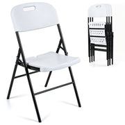 Folding Plastic Chairs 4 Pack w/ HDPE Backrest & Seat 330 LBS for Indoor Outdoor Events-White-Dining Chairs-DECOROLALA