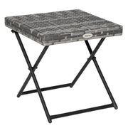Folding Rattan Side Table - Grey 16" Outdoor Wicker Table-Patio & Garden > Patio Furniture > Patio Side Tables-DECOROLALA
