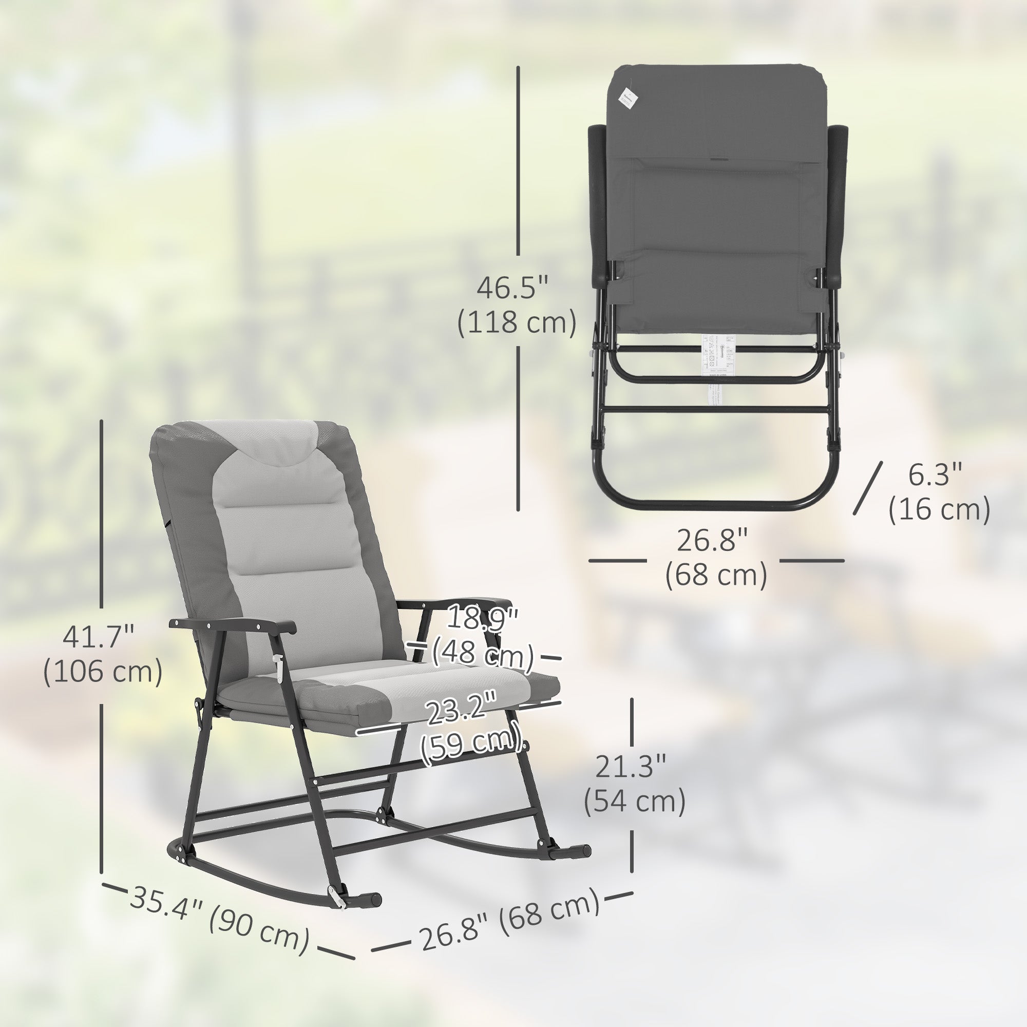 Folding Rocking Chair Set of 2 - Light Grey-DECOROLALA