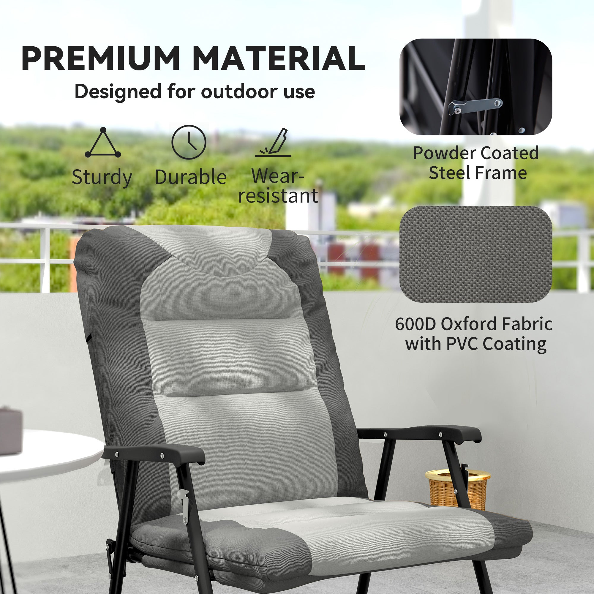 Folding Rocking Chair Set of 2 - Light Grey-DECOROLALA