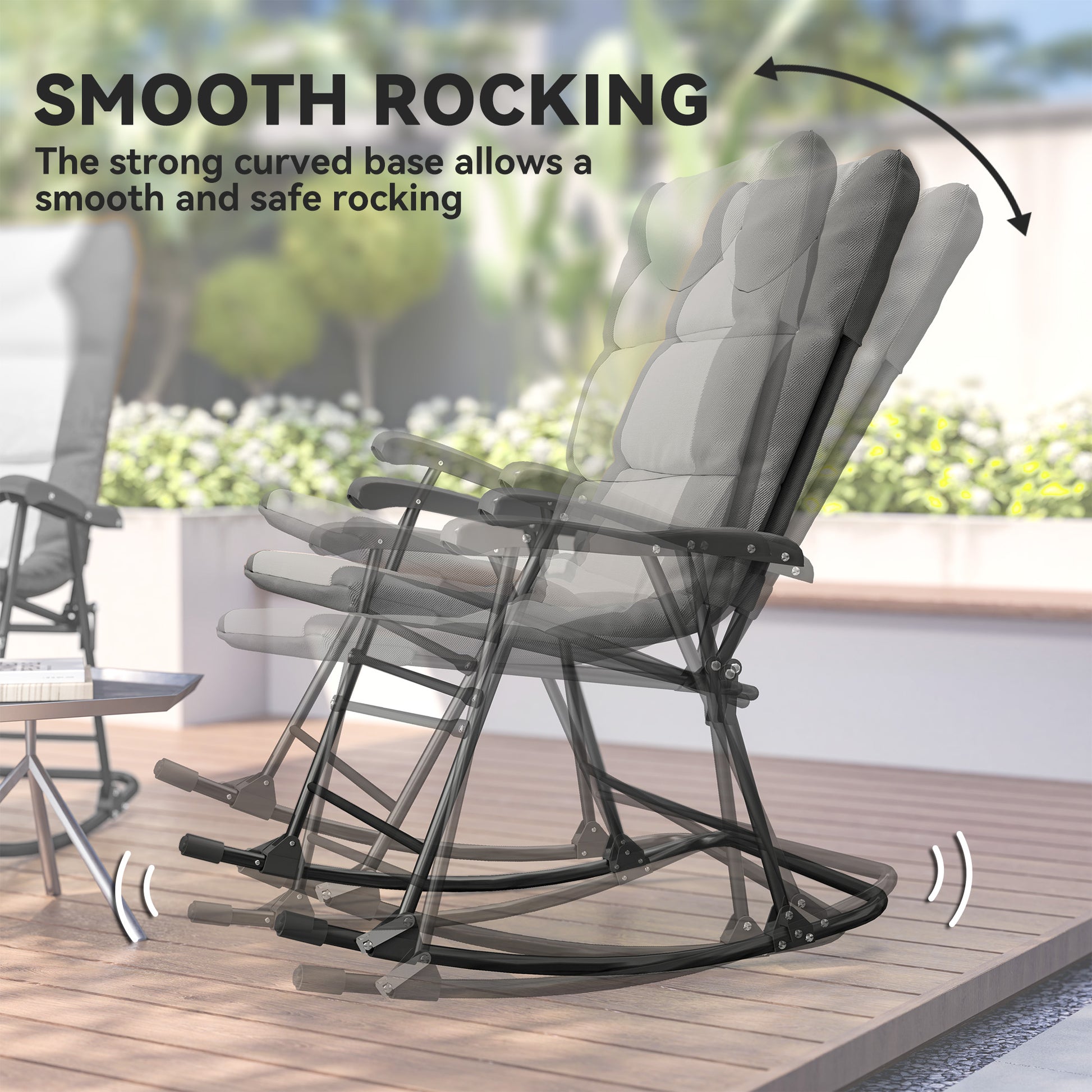 Folding Rocking Chair Set of 2 - Light Grey-DECOROLALA