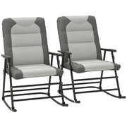 Folding Rocking Chair Set of 2 - Light Grey-DECOROLALA
