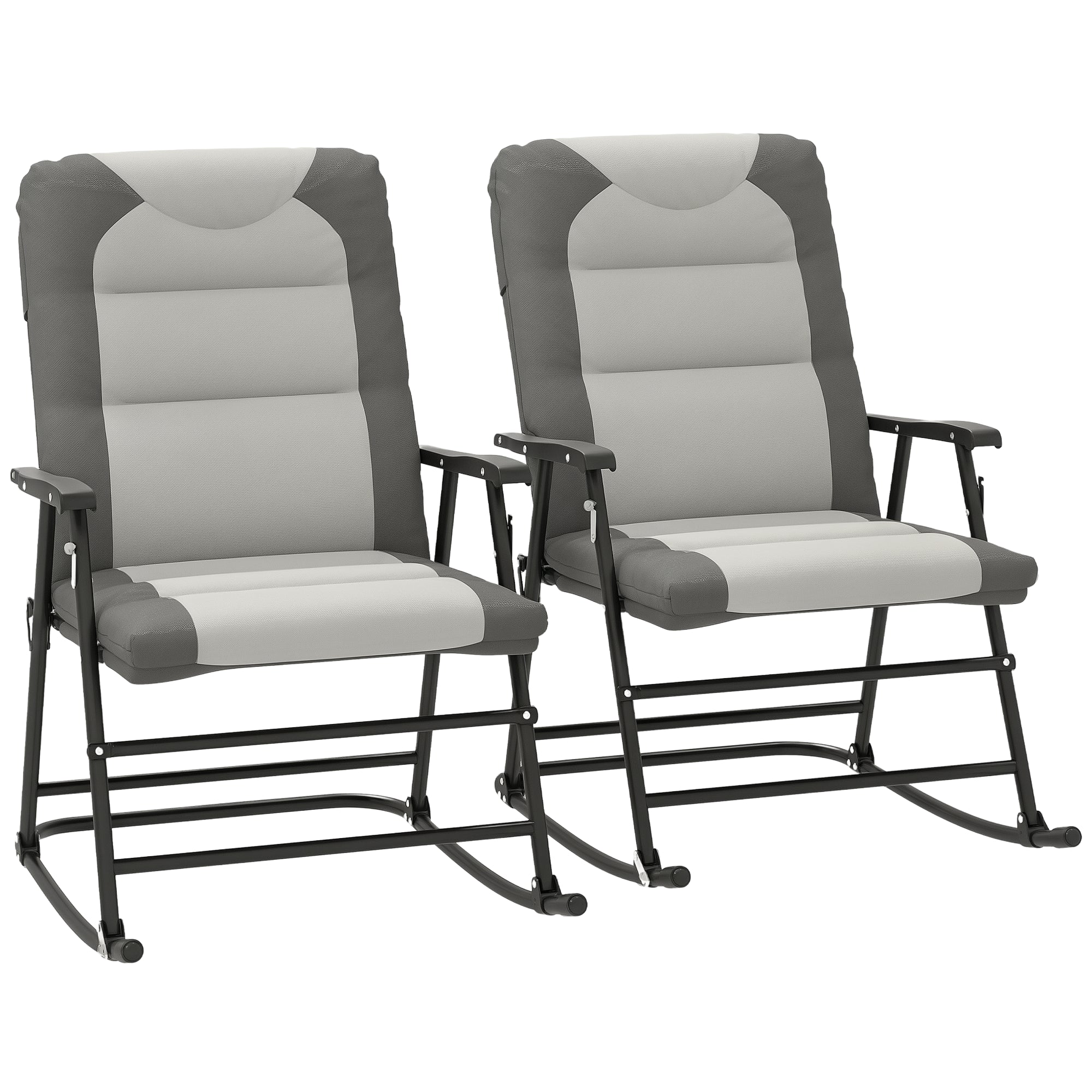 Folding Rocking Chair Set of 2 - Light Grey-DECOROLALA