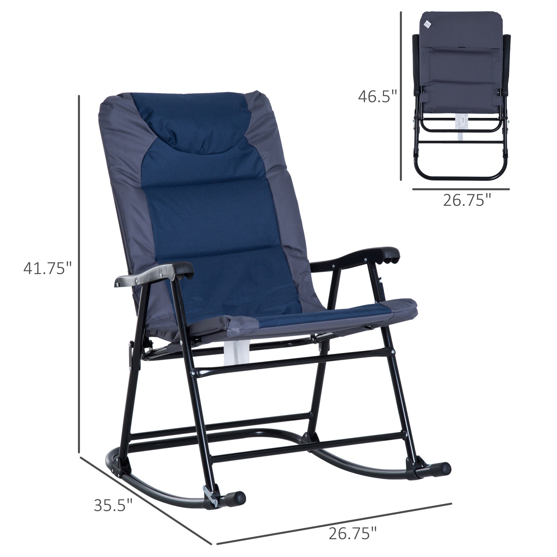 Folding Rocking Chair Set of 2 - Navy Blue-DECOROLALA