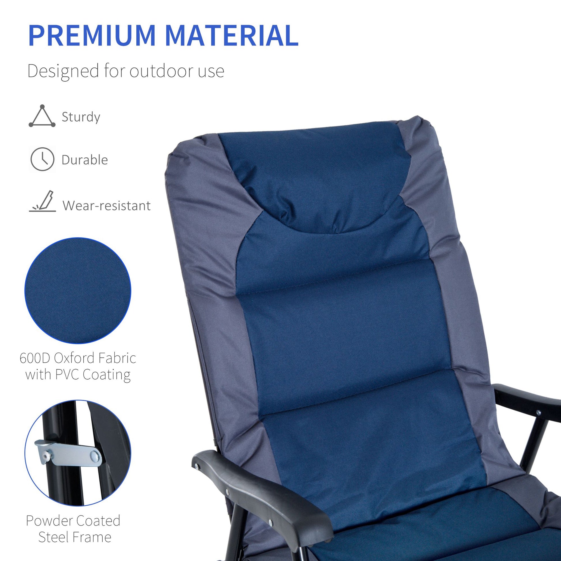 Folding Rocking Chair Set of 2 - Navy Blue-DECOROLALA