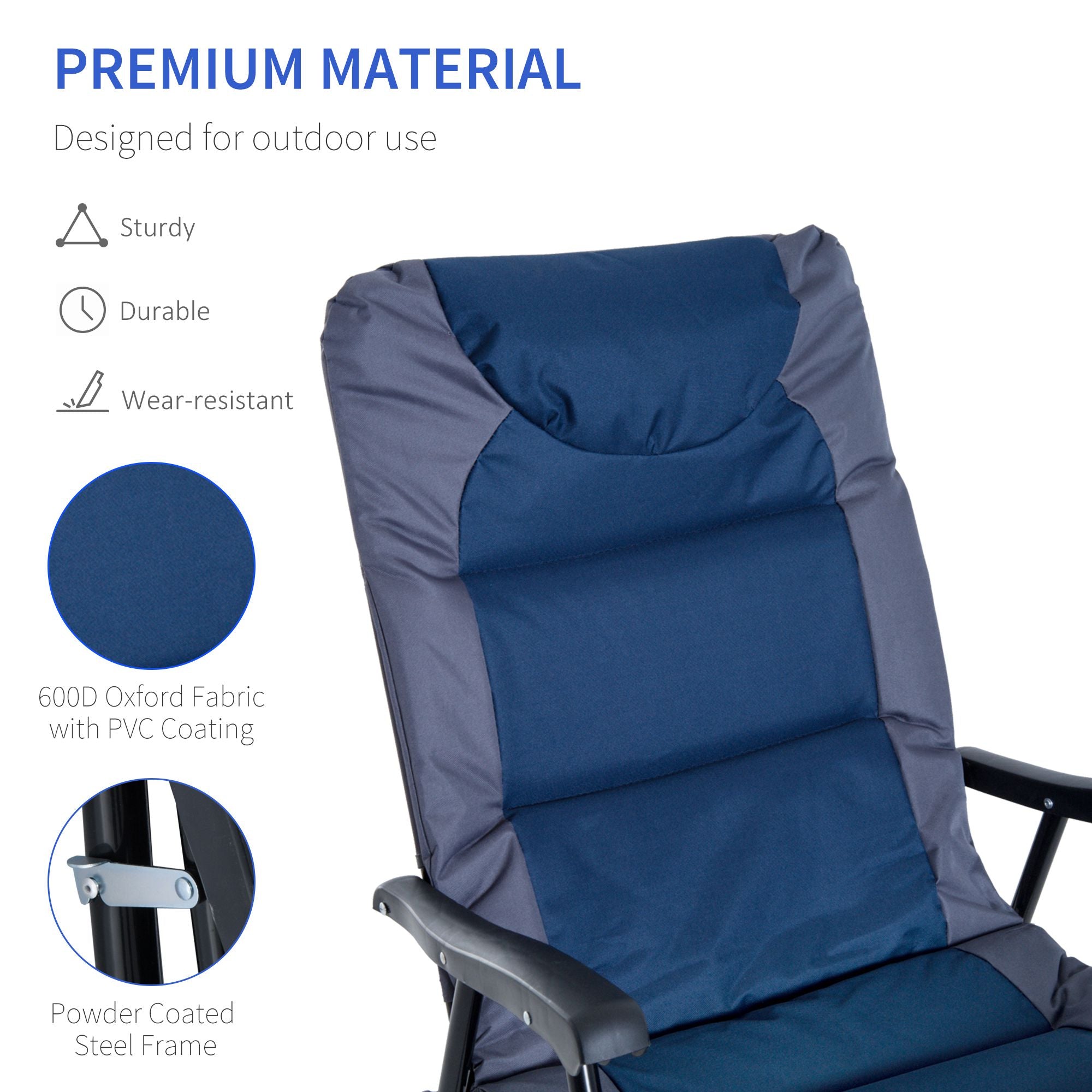 Folding Rocking Chair Set of 2 - Navy Blue-DECOROLALA