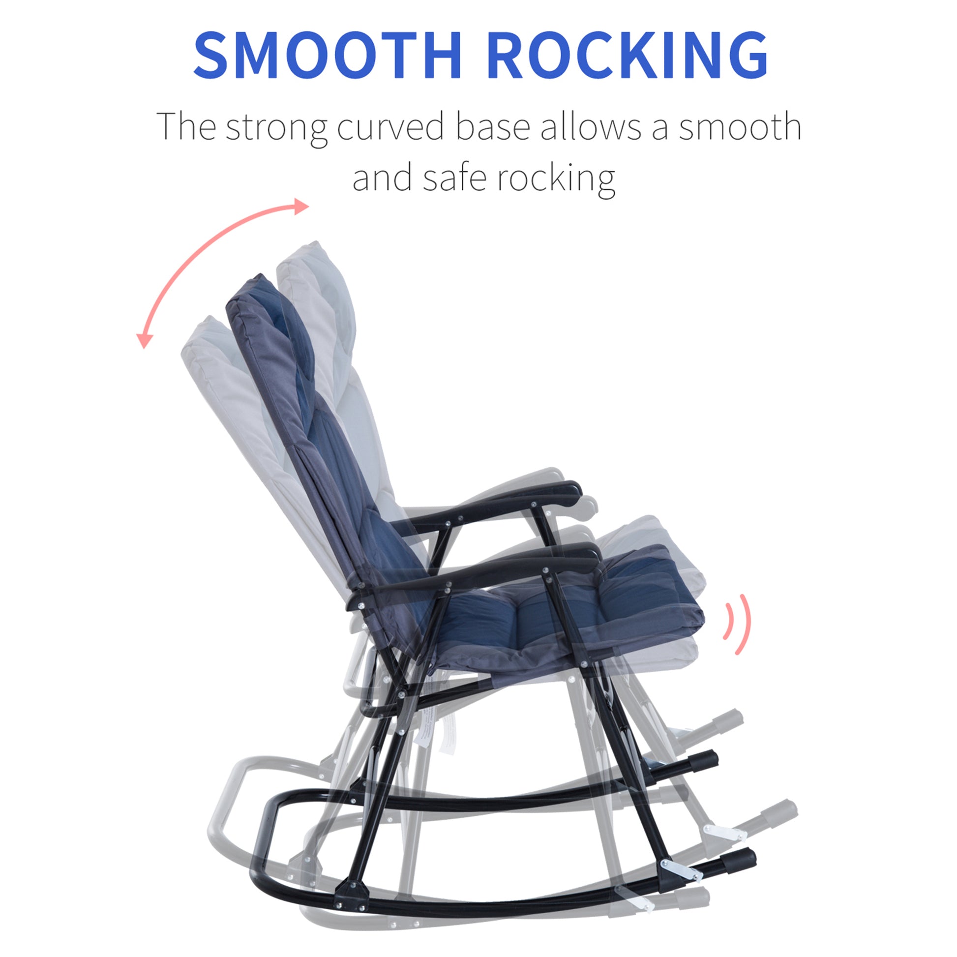 Folding Rocking Chair Set of 2 - Navy Blue-DECOROLALA