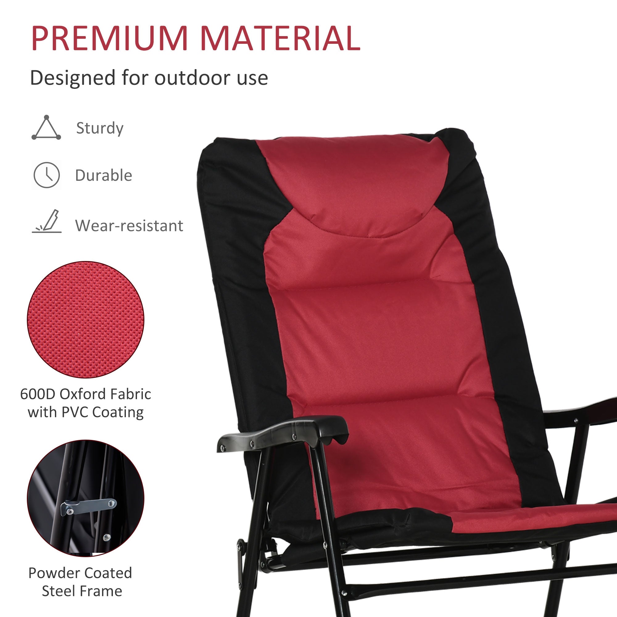Folding Rocking Chairs Set of 2 - Red & Black, Padded with Armrests-DECOROLALA