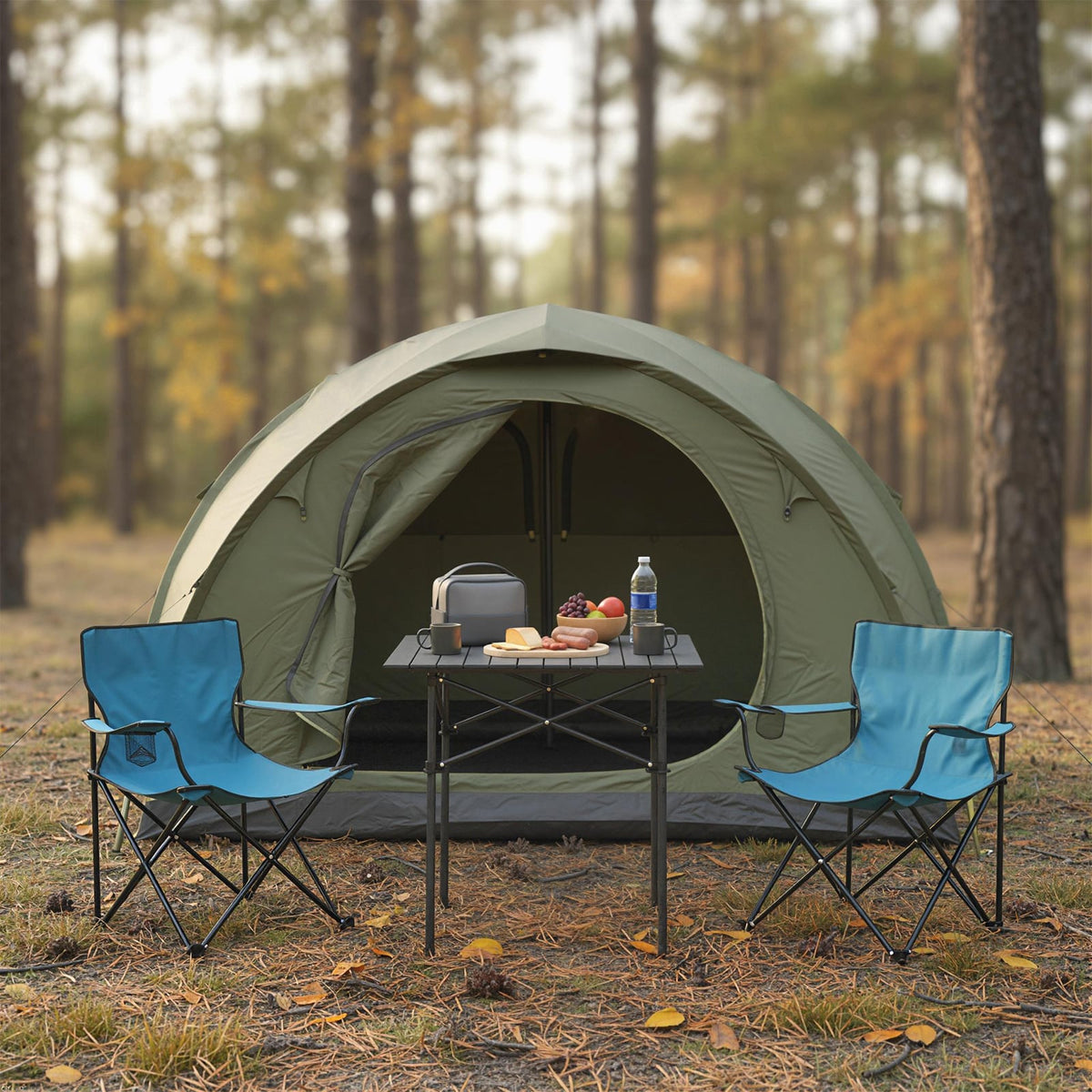 Folding Roll-up Camping Table with Metal Legs-Black-Camping Furniture-DECOROLALA