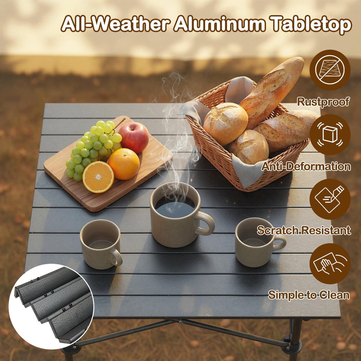Folding Roll-up Camping Table with Metal Legs-Black-Camping Furniture-DECOROLALA