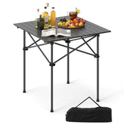 Folding Roll-up Camping Table with Metal Legs-Black-Camping Furniture-DECOROLALA