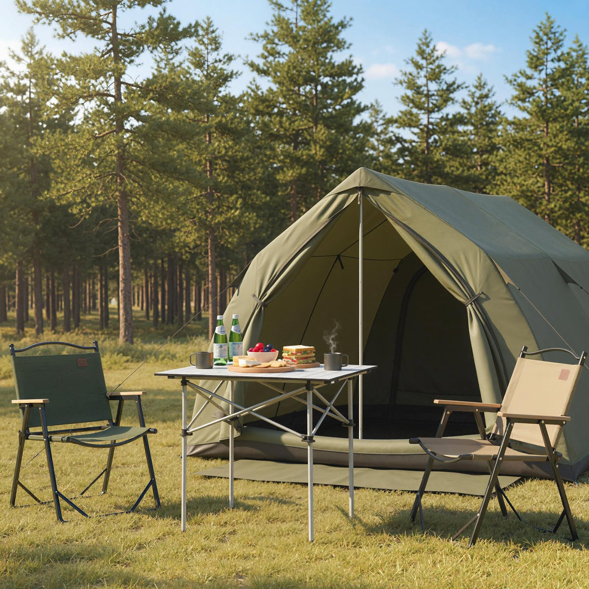 Folding Roll-up Camping Table with Metal Legs-Silver-Camping Furniture-DECOROLALA