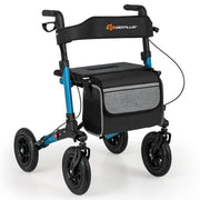 Folding Rollator Walker for Seniors with Seat for All Terrain-Navy-Walkers & Rollators-DECOROLALA