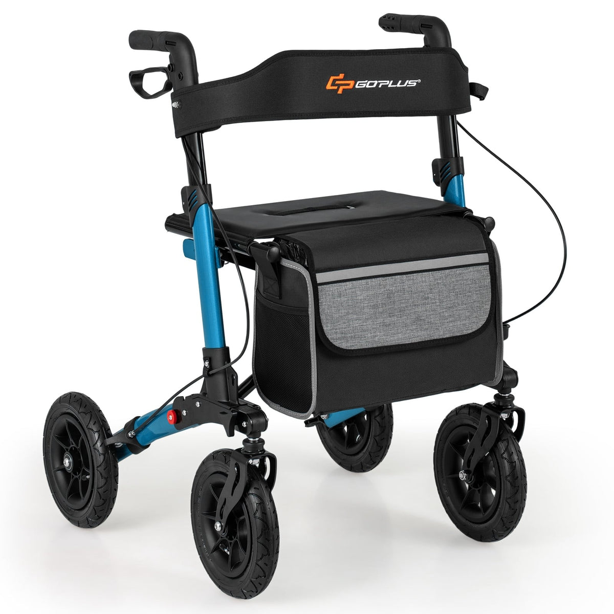 Folding Rollator Walker for Seniors with Seat for All Terrain-Navy-Walkers & Rollators-DECOROLALA