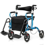 Folding Rollator Walker with 8-inch Wheels and Seat-Navy-Walkers & Rollators-DECOROLALA