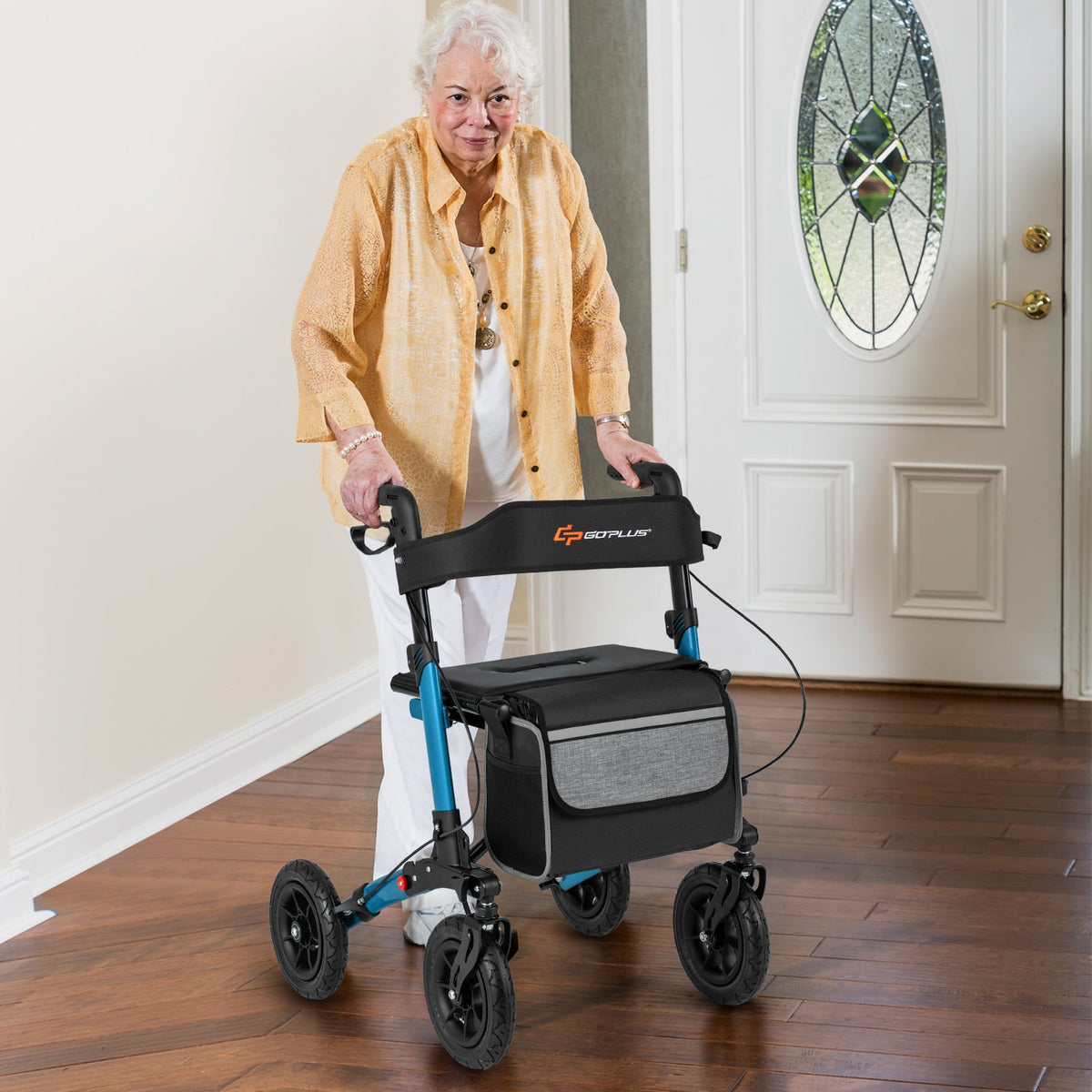 Folding Rollator Walker with Seat for All Terrain seniors-Walkers & Rollators-DECOROLALA