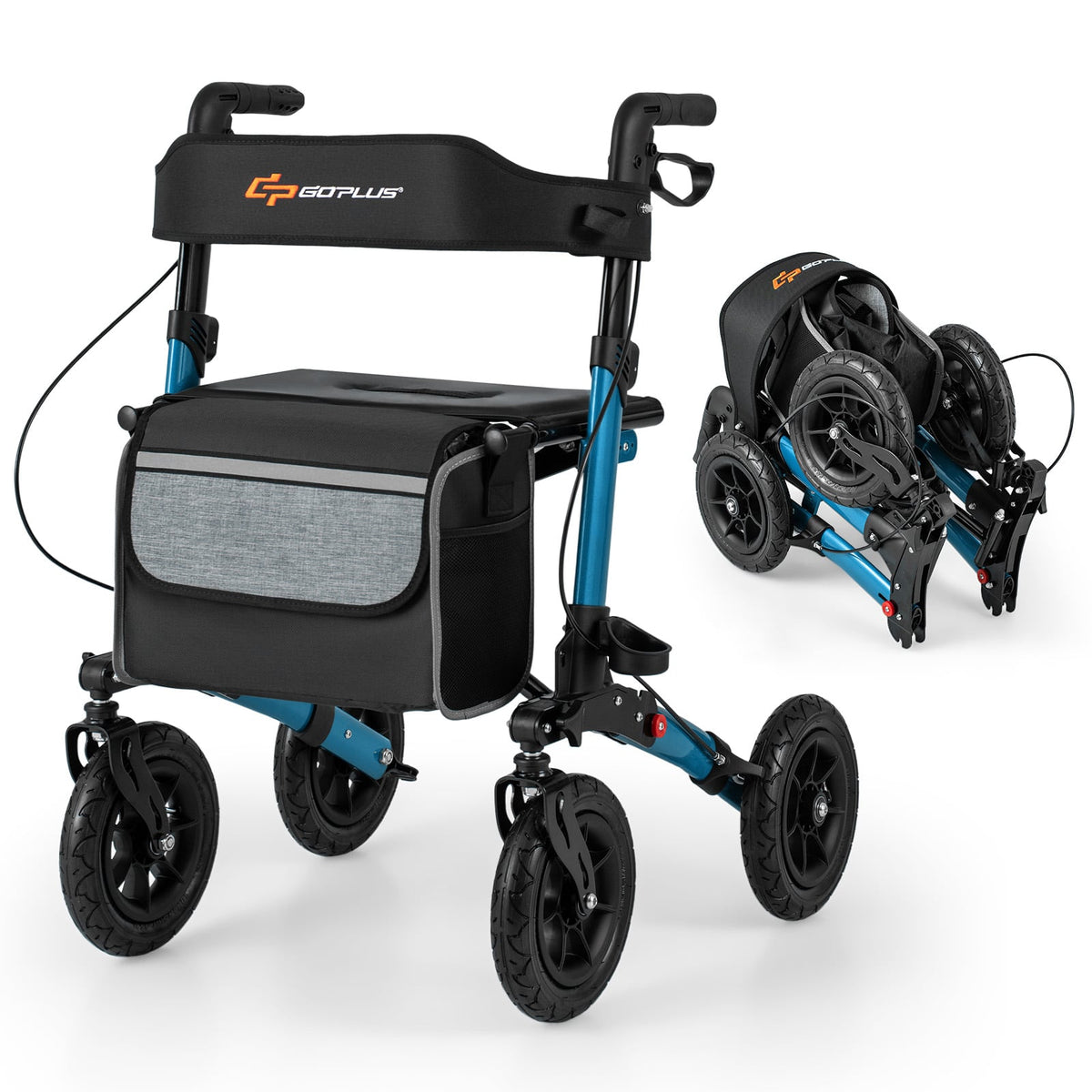 Folding Rollator Walker with Seat for All Terrain seniors-Walkers & Rollators-DECOROLALA