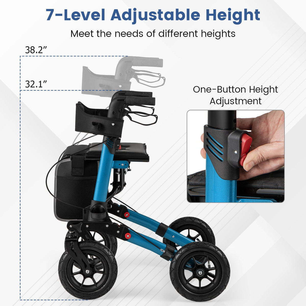 Folding Rollator Walker with Seat for All Terrain seniors-Walkers & Rollators-DECOROLALA