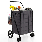Folding Rolling Shopping Cart with Waterproof Liner and Basket-Black-Kitchen Tools-DECOROLALA