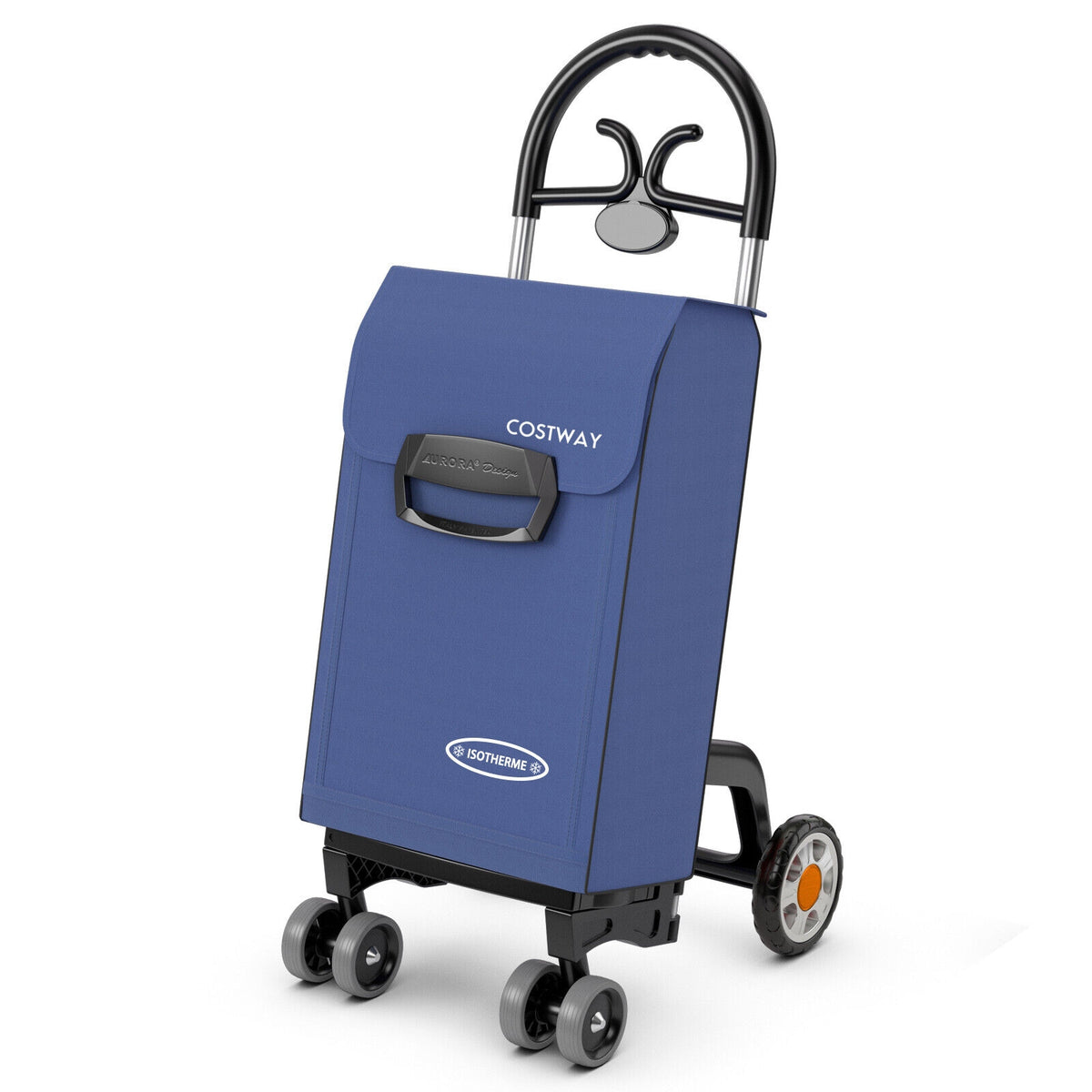 Folding Shopping Cart Utility Hand Truck with Rolling Swivel Wheels-Blue-Kitchen Tools-DECOROLALA