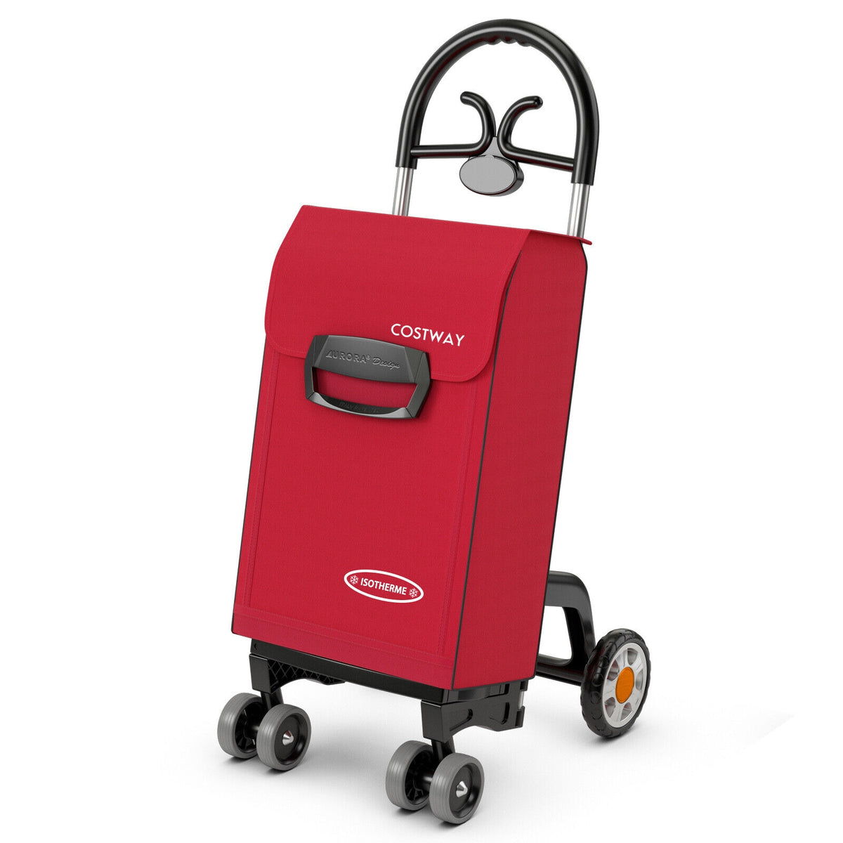 Folding Shopping Cart Utility Hand Truck with Rolling Swivel Wheels-Red-Kitchen Tools-DECOROLALA