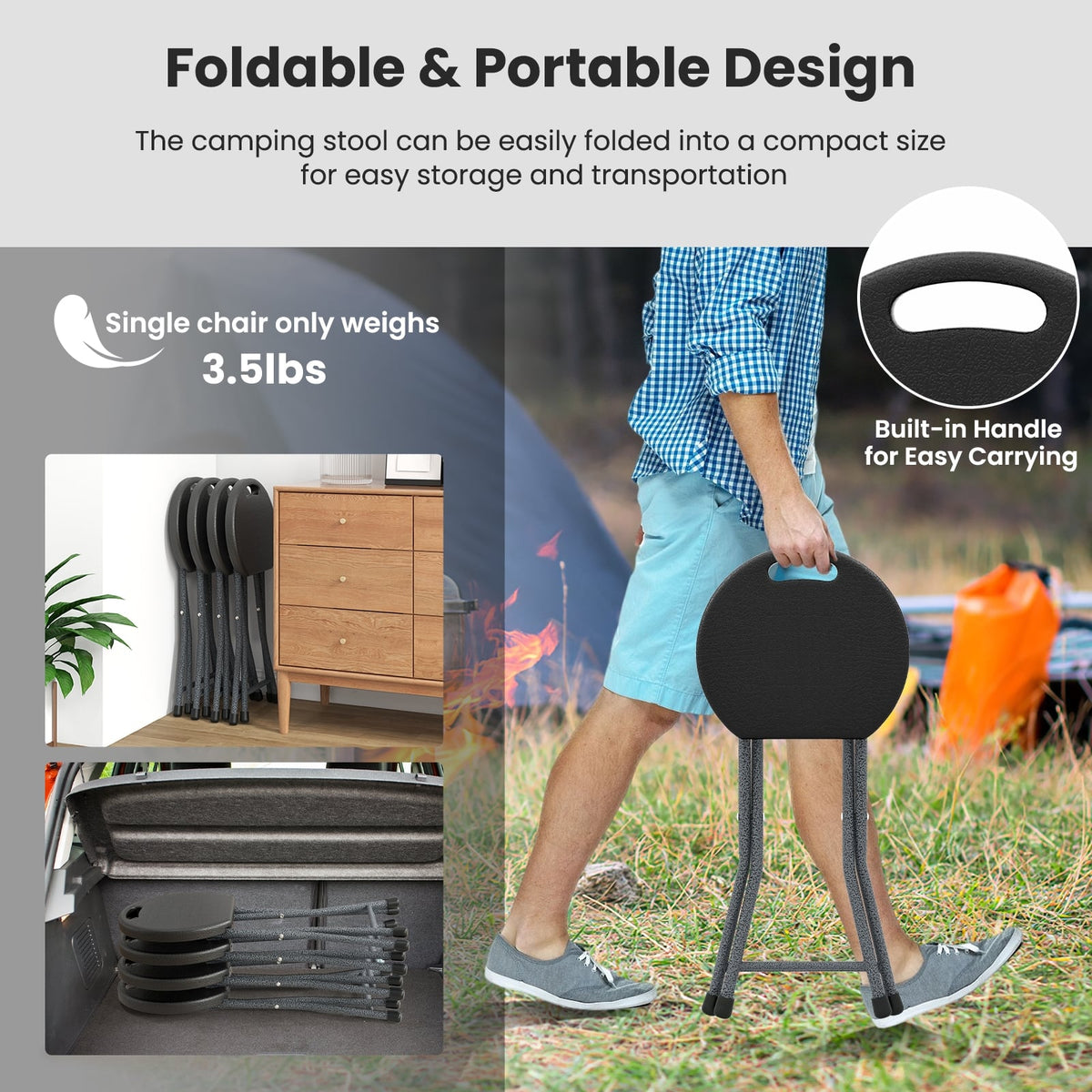 Folding Stool with Built-in Handle for Adults-1 Piece-Camping Furniture-DECOROLALA