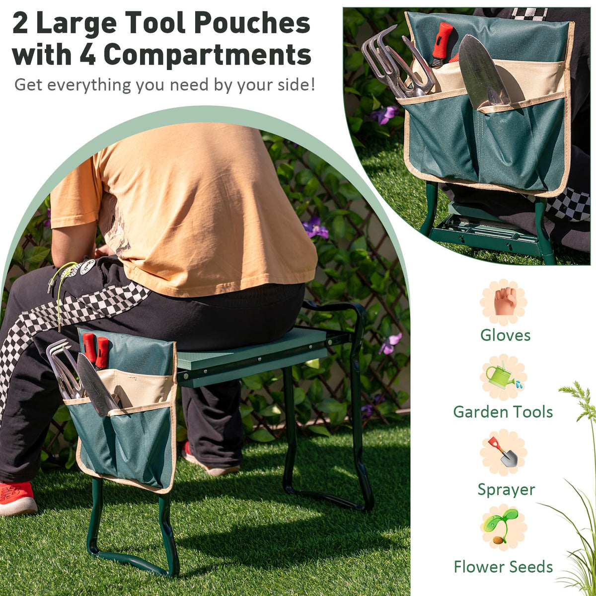 Folding Sturdy Garden Kneeler Pad and Cushion Seat-Garden Tools-DECOROLALA