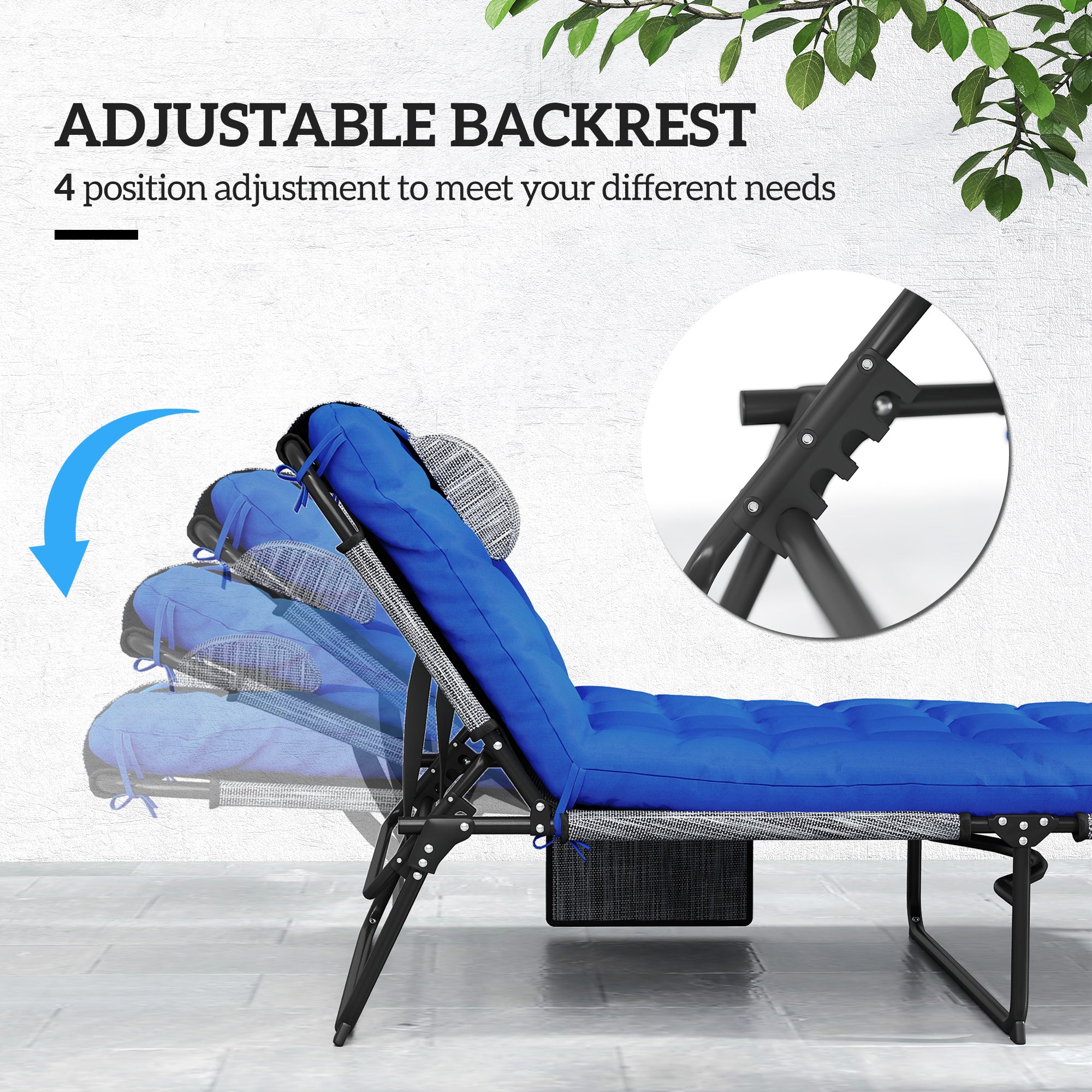 Folding Sun Lounger - 2-Pack Blue Mesh-DECOROLALA