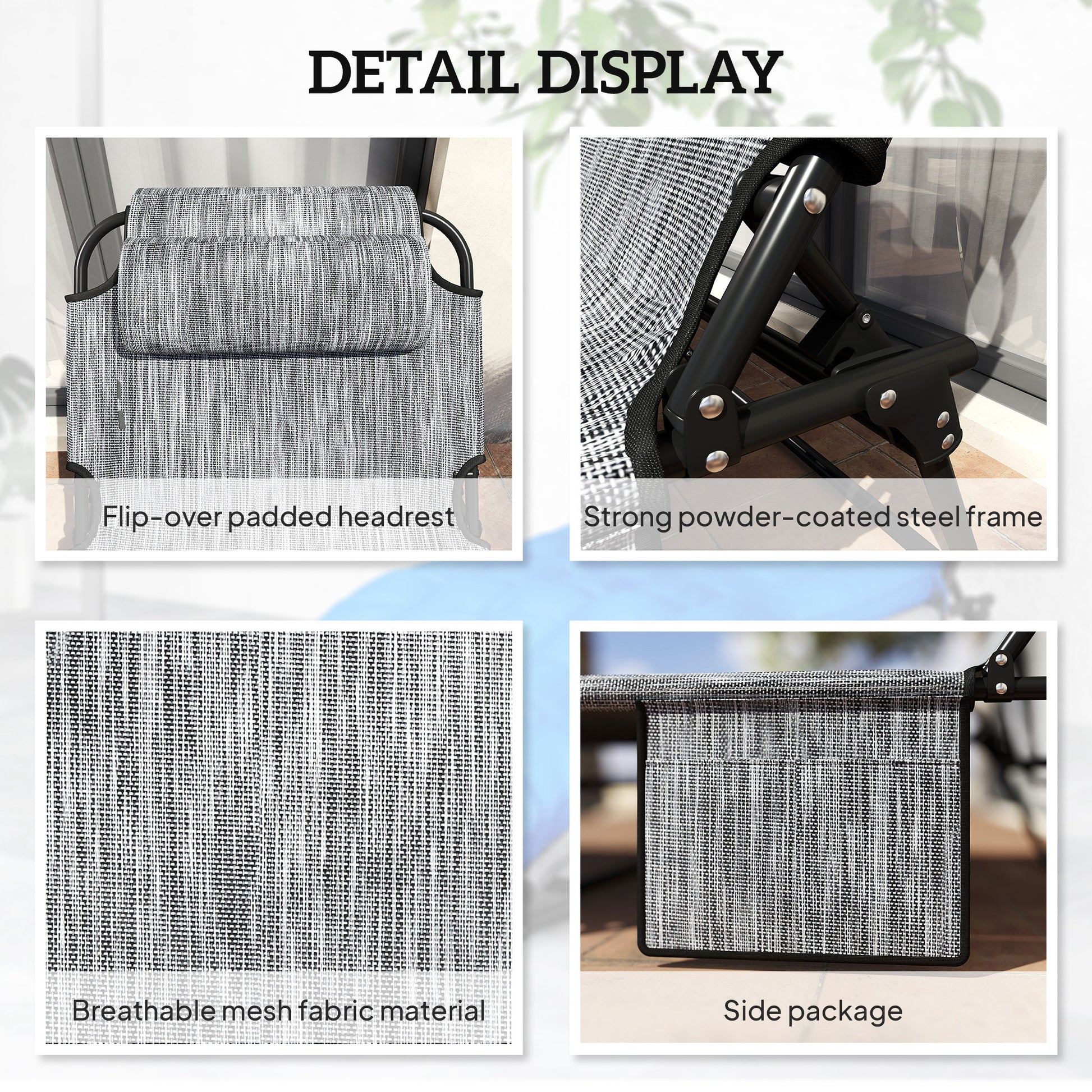 Folding Sun Lounger - 2-Pack Blue Mesh-DECOROLALA