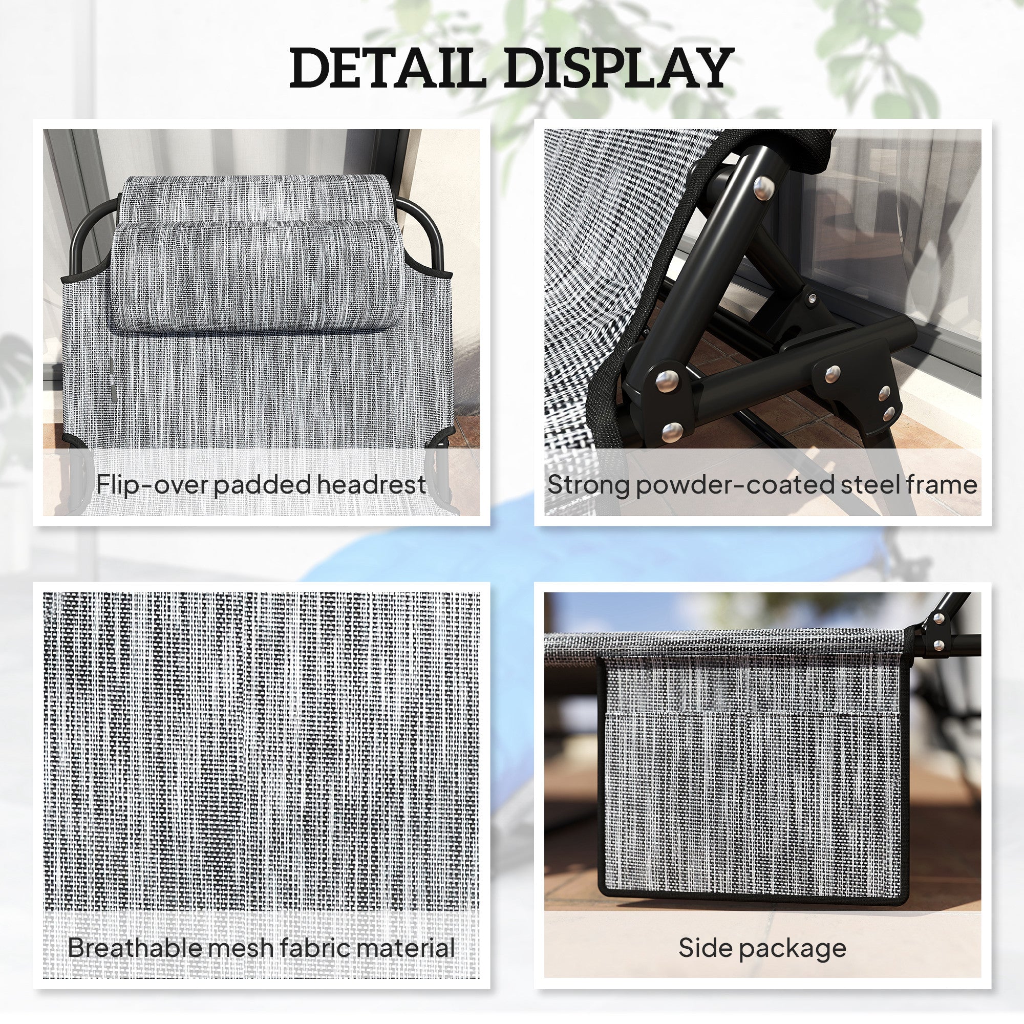 Folding Sun Lounger - 2-Pack Blue Mesh-DECOROLALA
