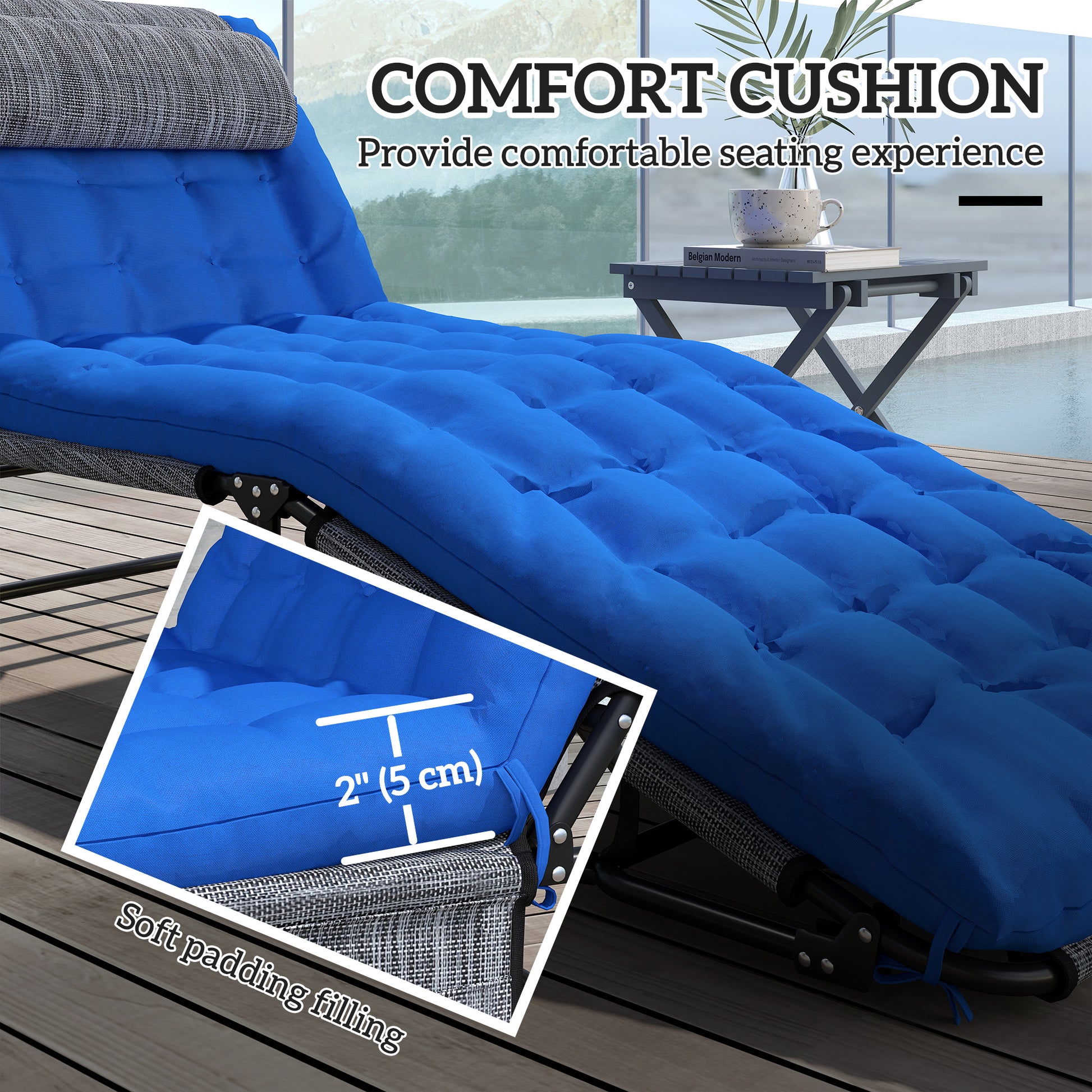 Folding Sun Lounger - 2-Pack Blue Mesh-DECOROLALA