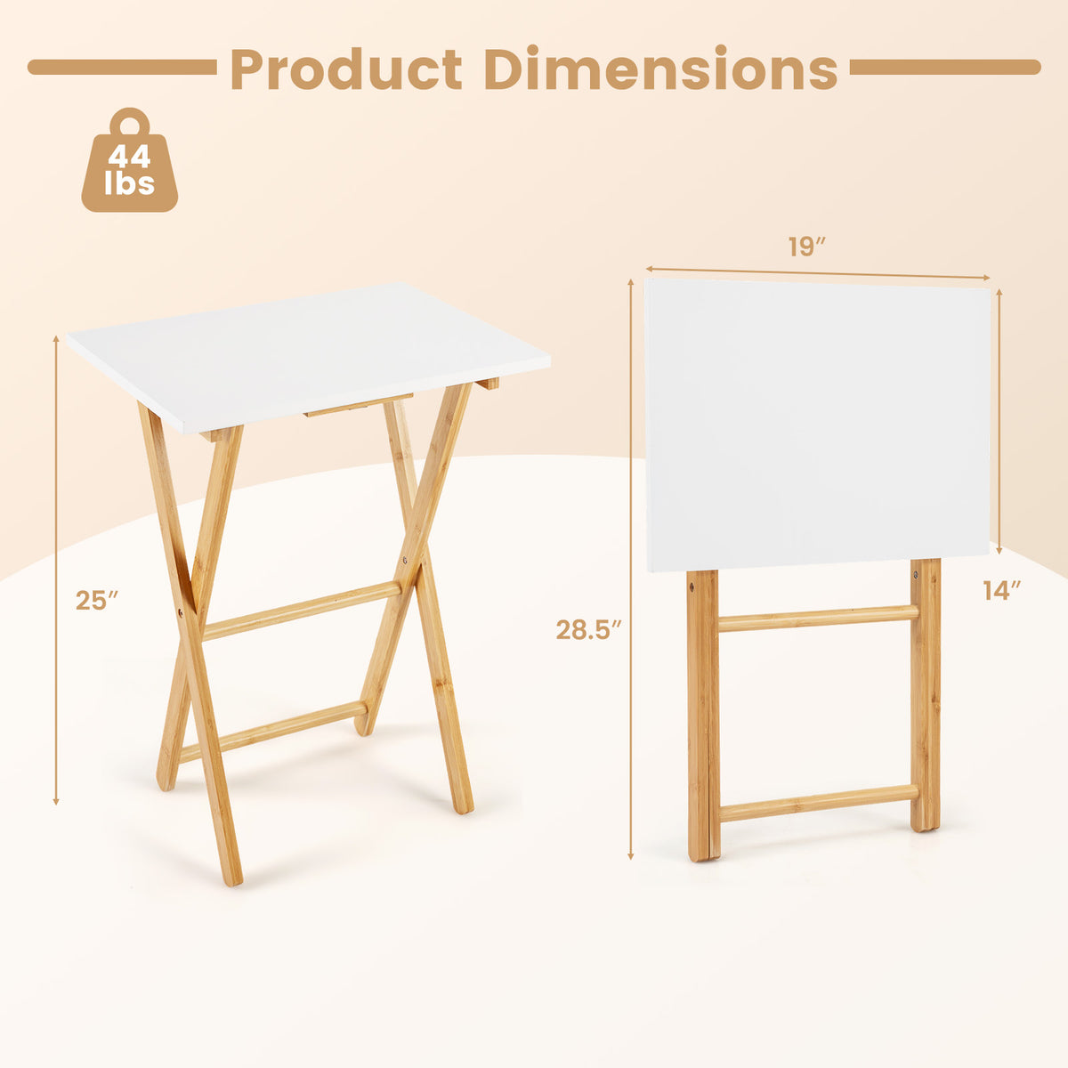 Folding TV Tray Tables Set of 2 for Small Spaces Bedroom and Living Room-White-End & Side Tables-DECOROLALA
