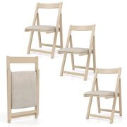 Folding Upholstered Dining Chair Set of 4 with Curved Backrest-Beige-Dining Chairs-DECOROLALA