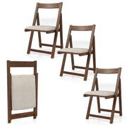 Folding Upholstered Dining Chair Set of 4 with Curved Backrest-Walnut-Dining Chairs-DECOROLALA