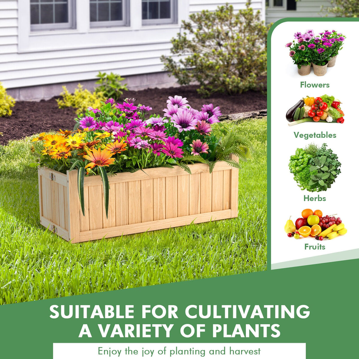 Folding Wooden Raised Garden Bed with Removable Bottom for Herbs Fruits Flowers-Raised Garden Beds-DECOROLALA