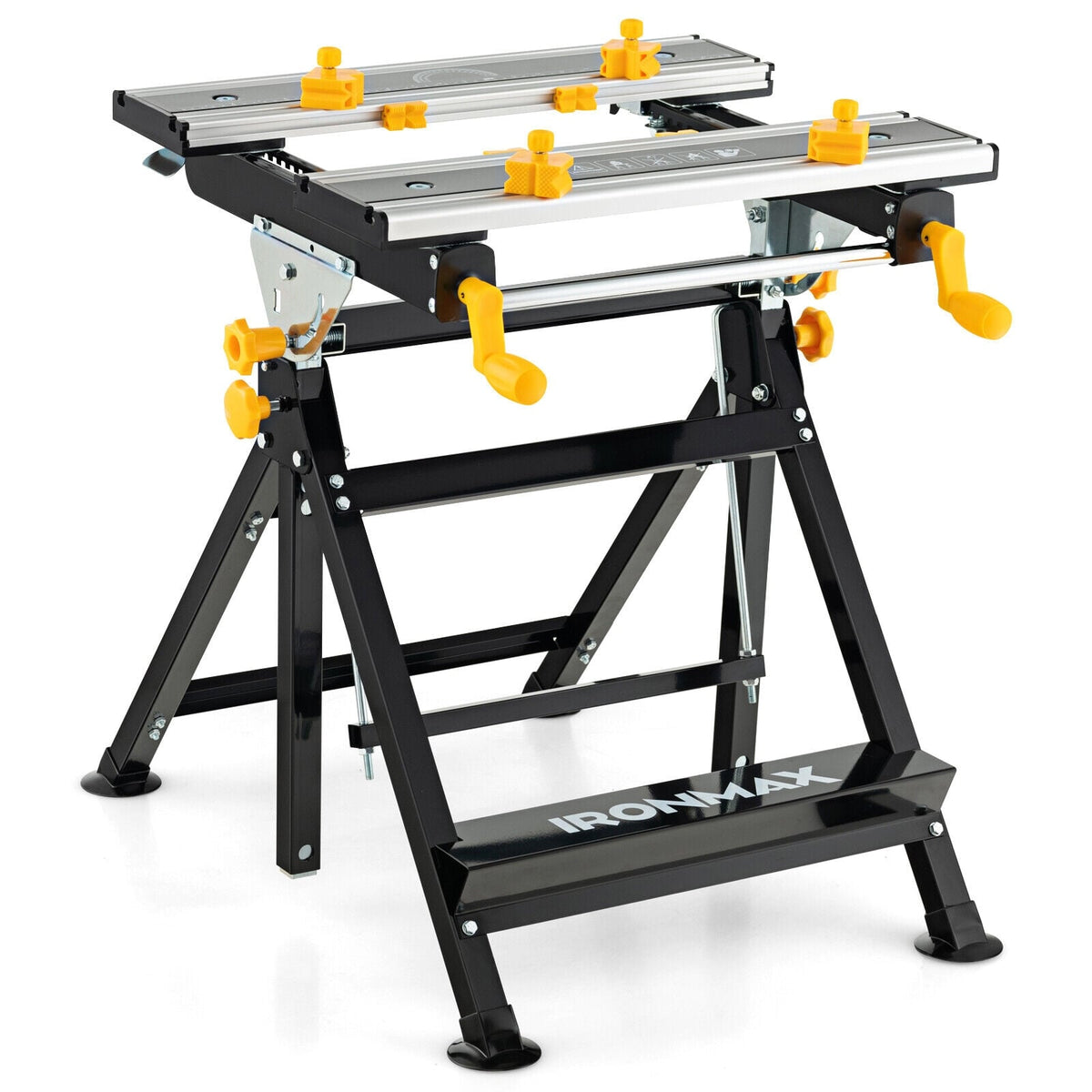 Folding Work Table with Tiltable Platform and 7-level Adjustable Height-Black-Garages-DECOROLALA