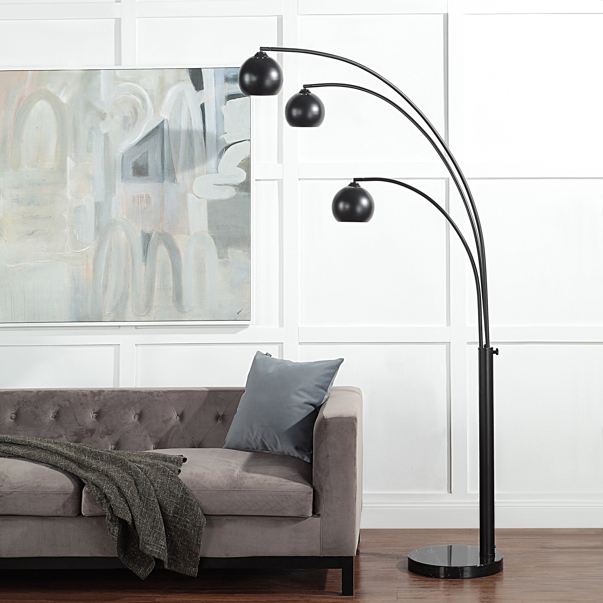 Folia 87" Tall Matte Black Floor Lamp with Dome Iron Shade-Floor Lamp-DECOROLALA