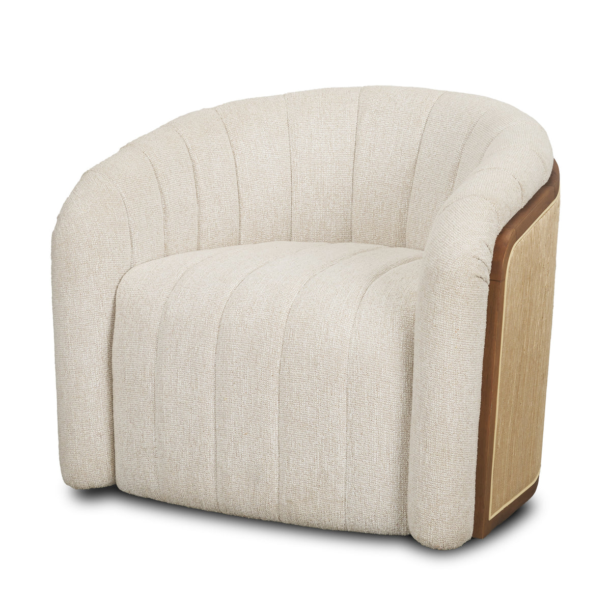 Fonda Cream Fabric w/ Natural Jute Swivel Accent Chair-Accent Chairs-DECOROLALA