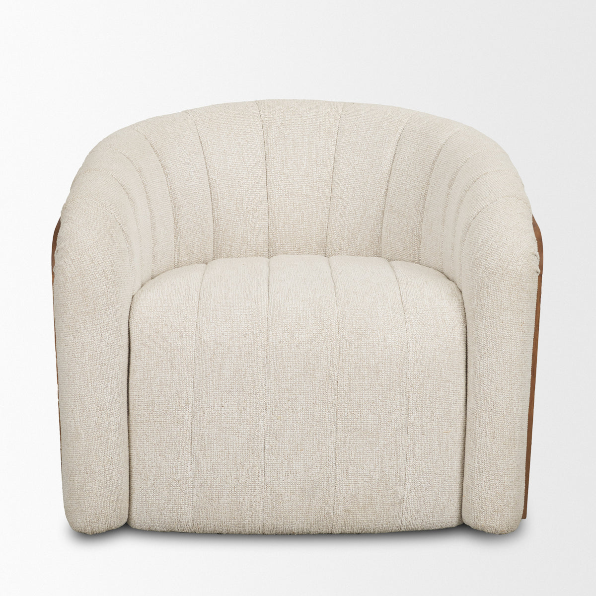Fonda Cream Fabric w/ Natural Jute Swivel Accent Chair-Accent Chairs-DECOROLALA