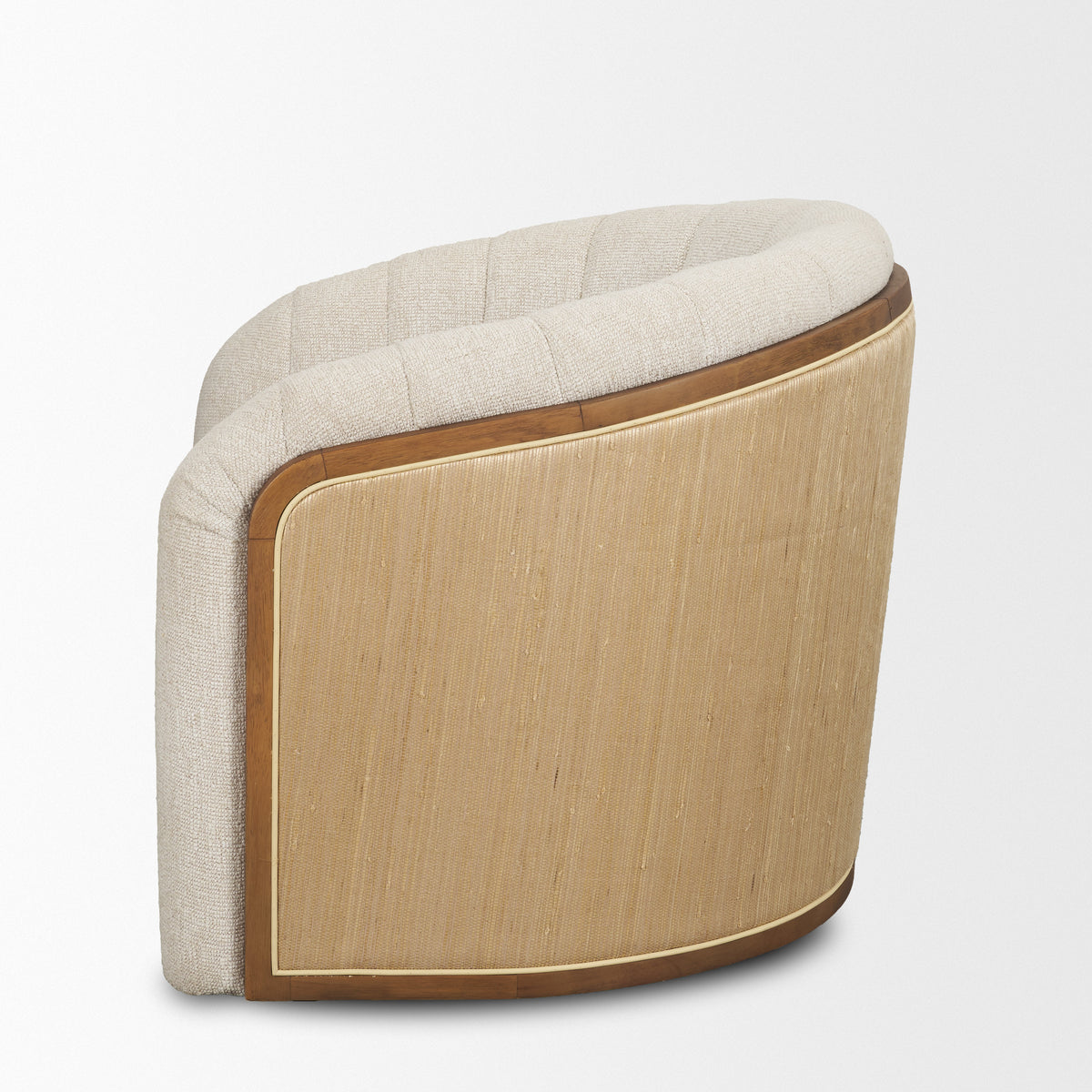 Fonda Cream Fabric w/ Natural Jute Swivel Accent Chair-Accent Chairs-DECOROLALA