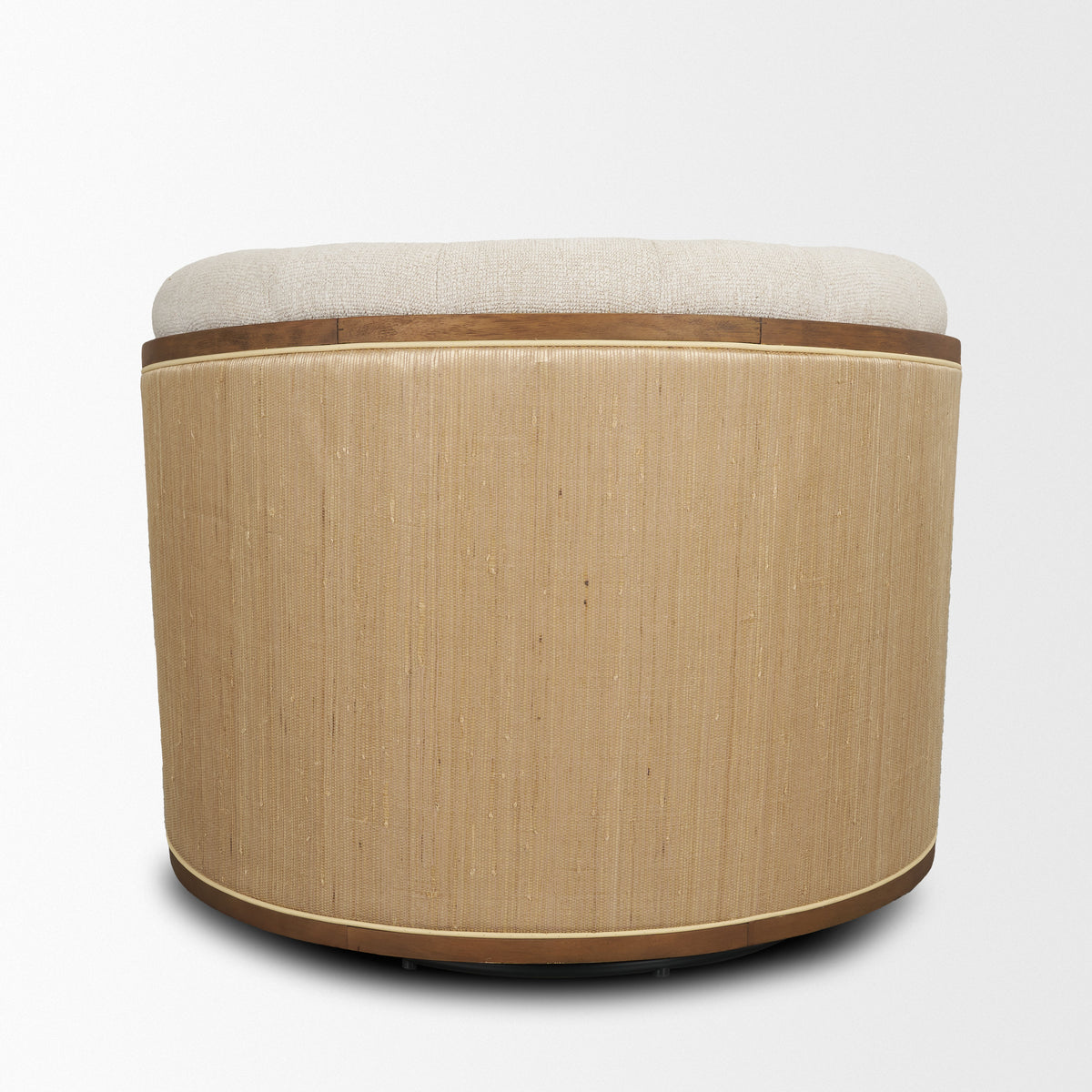 Fonda Cream Fabric w/ Natural Jute Swivel Accent Chair-Accent Chairs-DECOROLALA