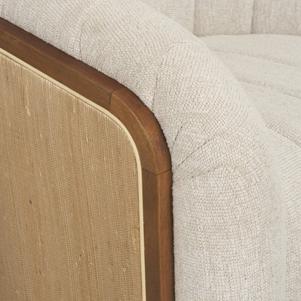 Fonda Cream Fabric w/ Natural Jute Swivel Accent Chair-Accent Chairs-DECOROLALA