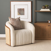 Fonda Cream Fabric w/ Natural Jute Swivel Accent Chair-Accent Chairs-DECOROLALA