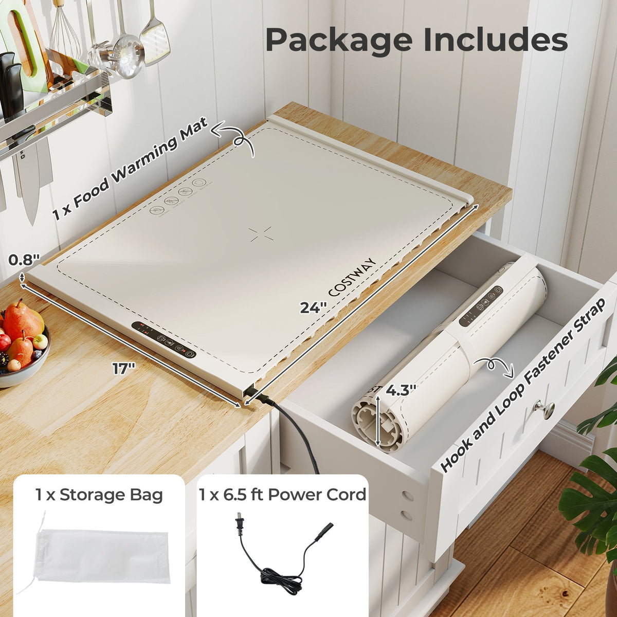 Food Warming Mat Rollable and Portable Electric Warming Tray with Fasting Heating-Beige-Food Warmers & Burners-DECOROLALA